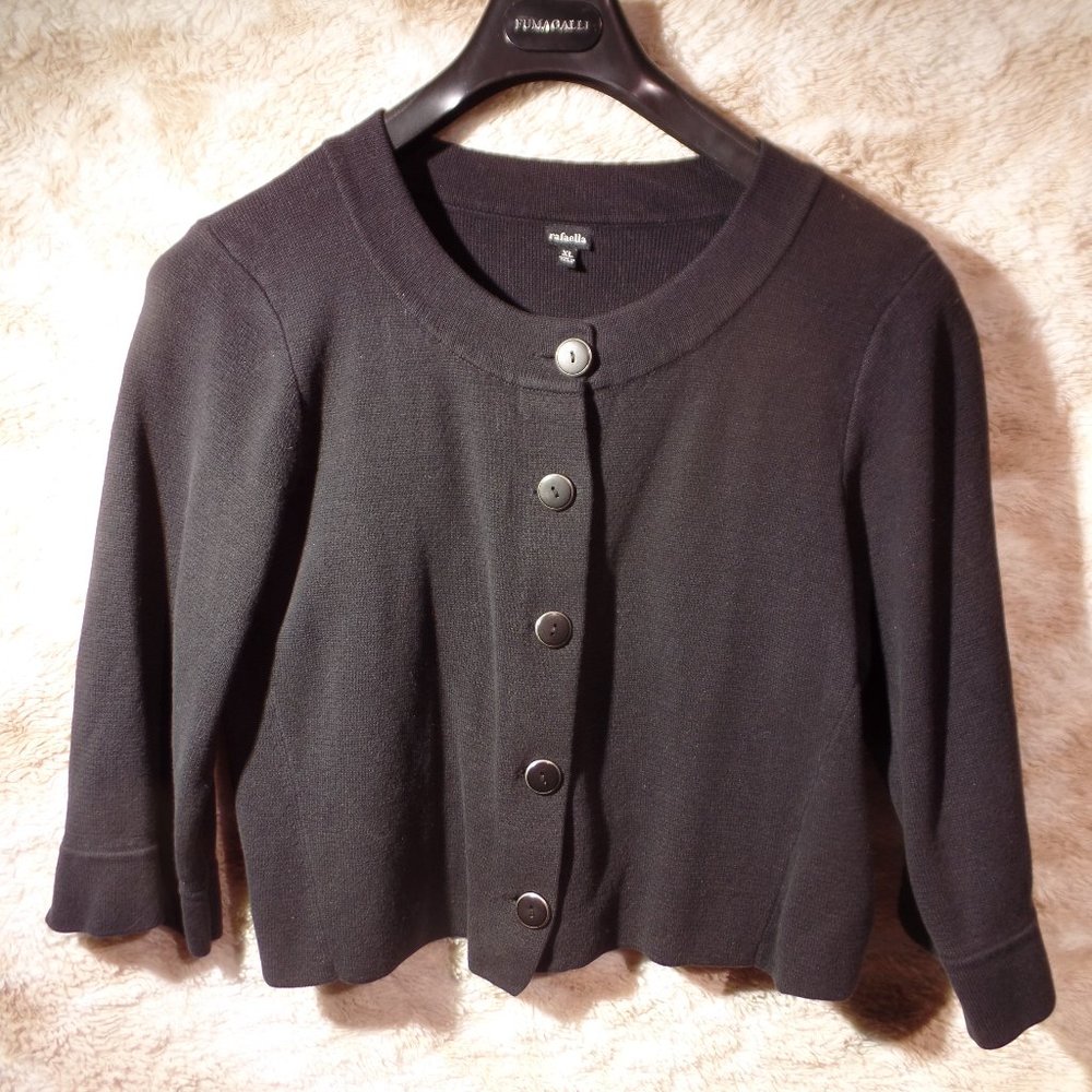 Rafaella very Black cropped 3/4 sleeve cardigan XL
